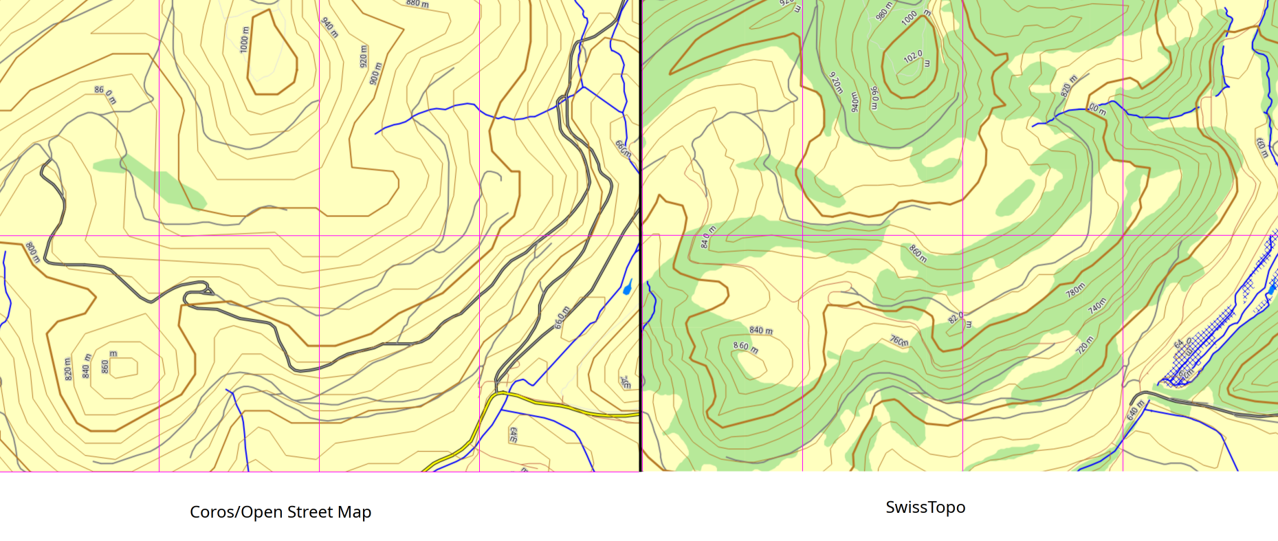 Coros SwissTopo comparison